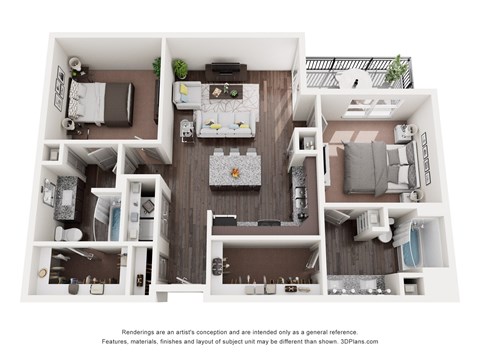 B2 Floor Plan at Rivera on Broadway Apartments, Barvin Management, San Antonio, TX